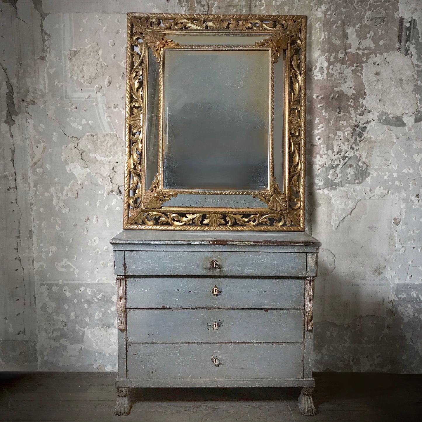 Gustavian Light Powder Blue-Painted Commode c.1780