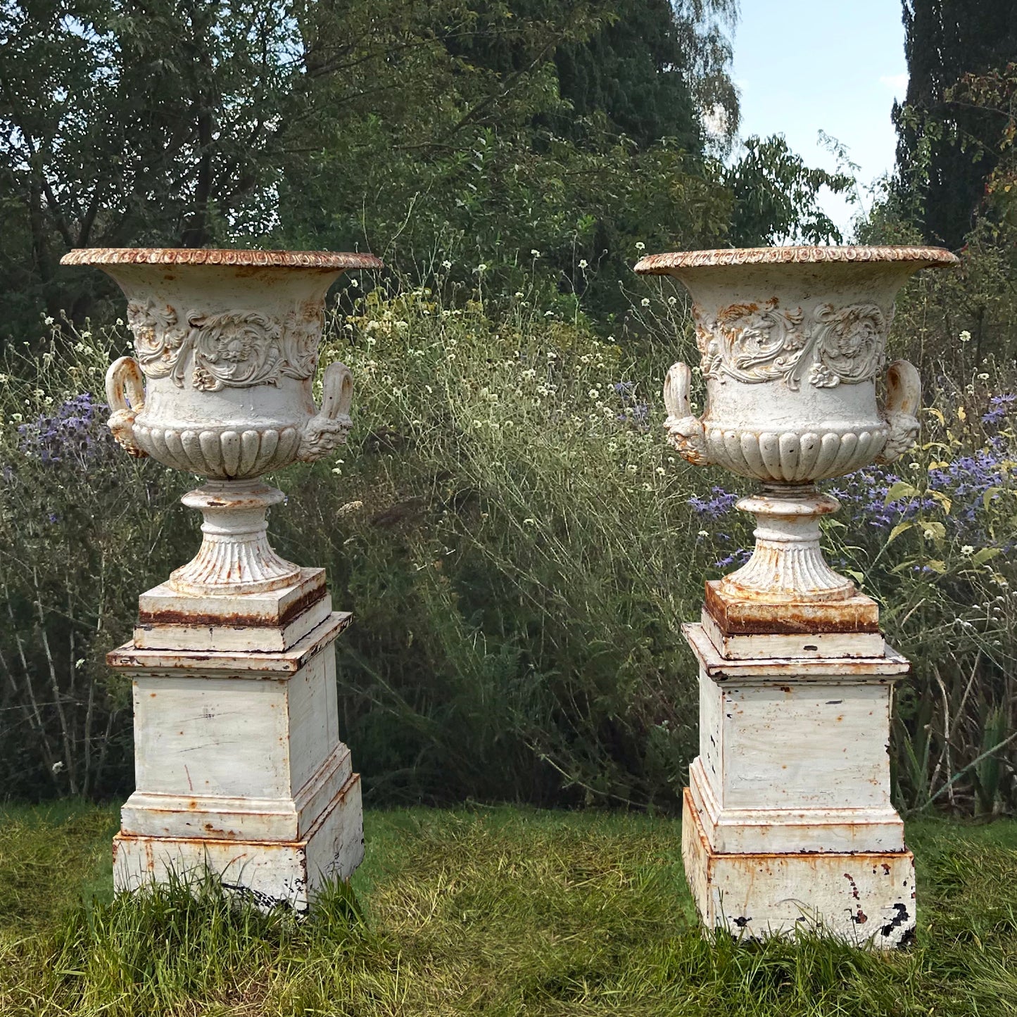 Huge Pair of Handyside Campana Urns No.1 & Plinths c.1880