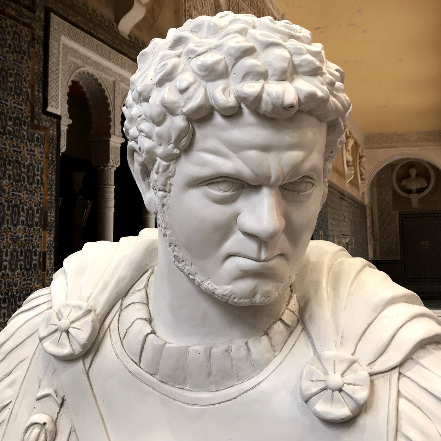 Painted Terracotta Bust of Emperor Cesar Caracalla