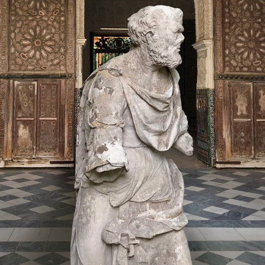 Exquisite 17th-18th Century Limestone Statue of Aristotle from French Chateaux de Percy-Le-Pautel