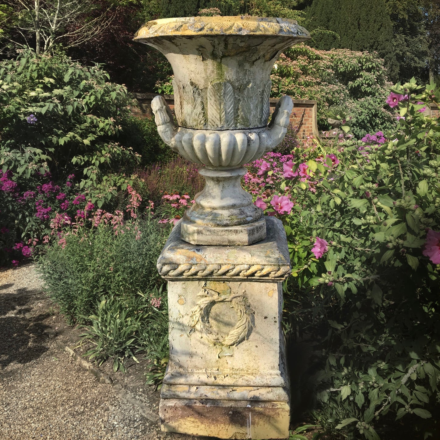 Italian Salt-Glazed Terracotta Urn and Plinth c.1920