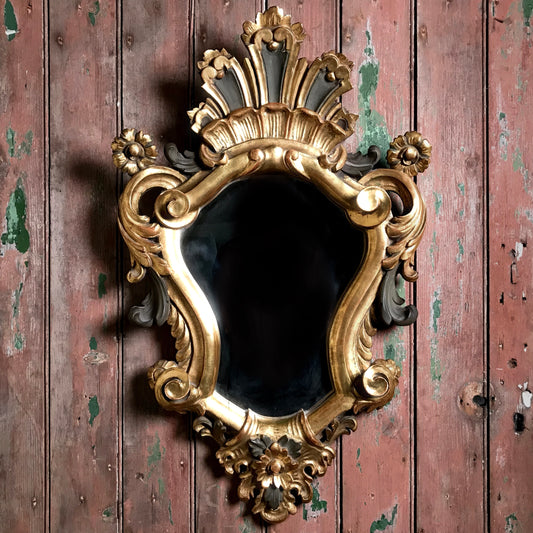 Gilded Cartouche-Form Mirror Late 19th Century.
