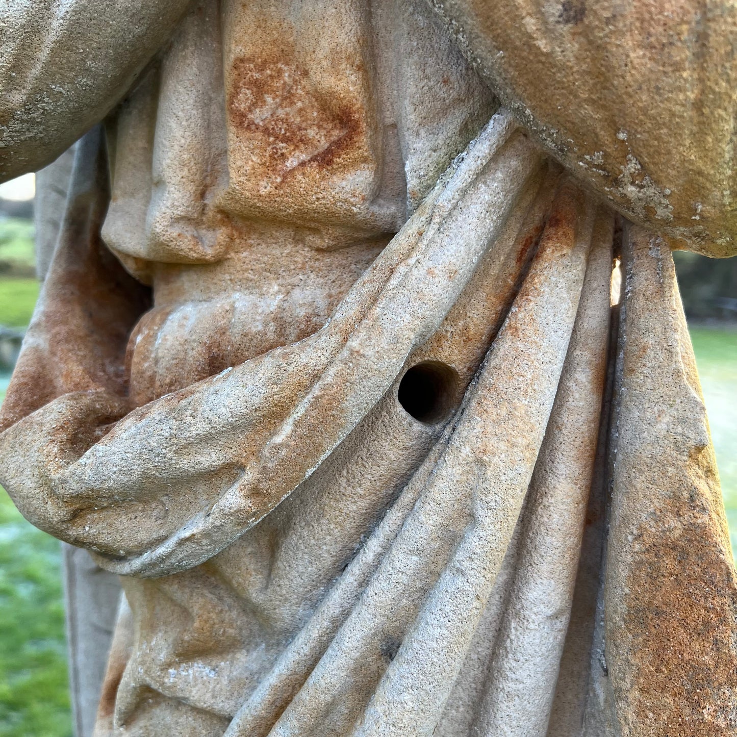 French Limestone Carved Angel Late 19th Century