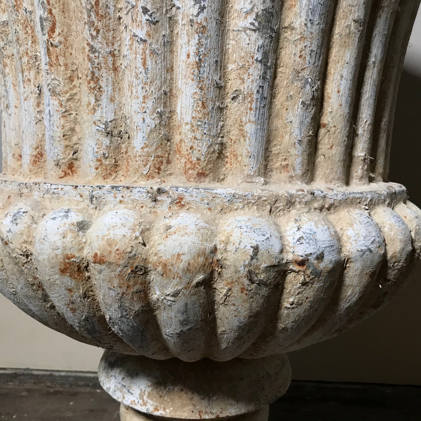 Pair of Huge French Cast Iron Campana Urns
