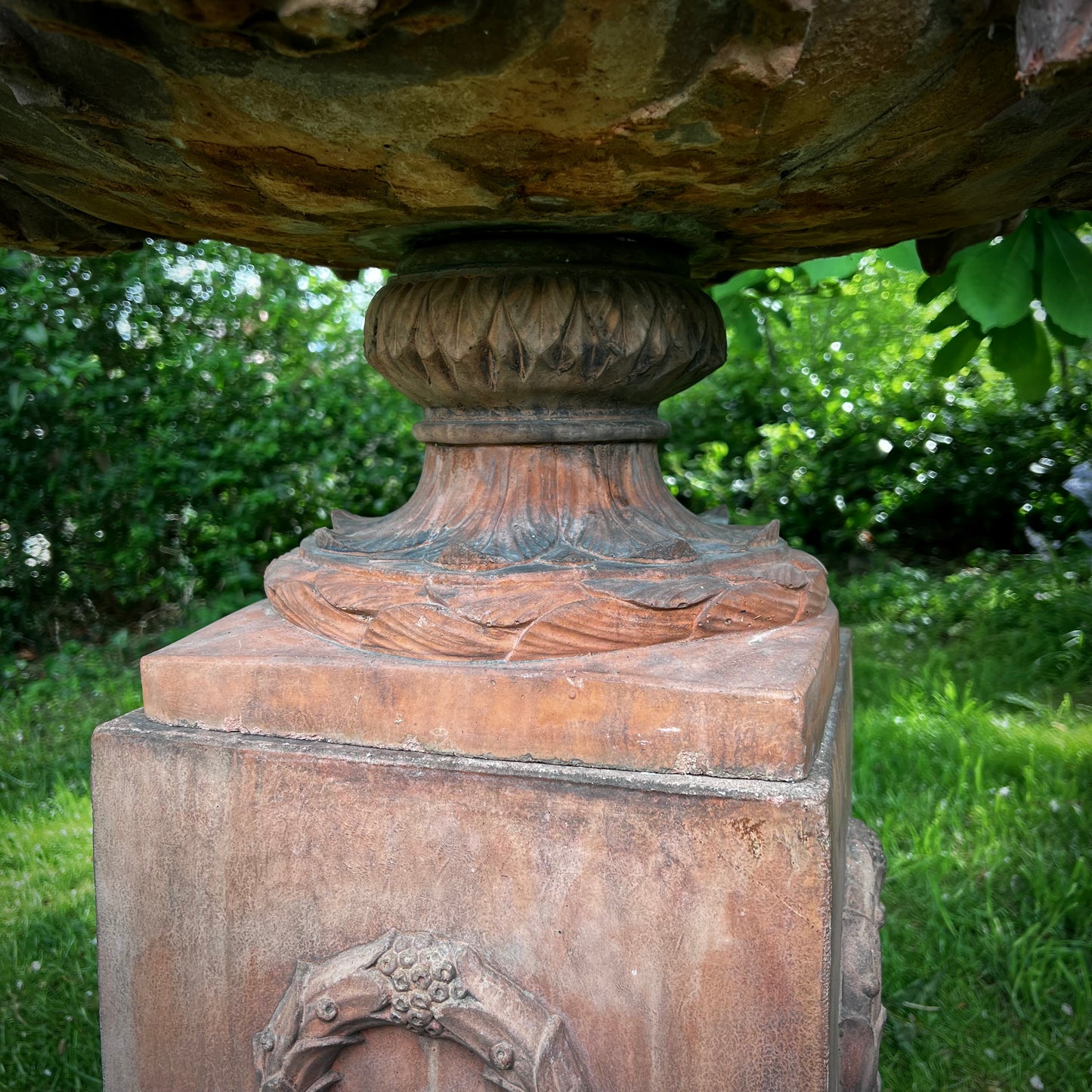 An Italian Neoclassical Style Terracotta Centrepiece Urn with Plinth