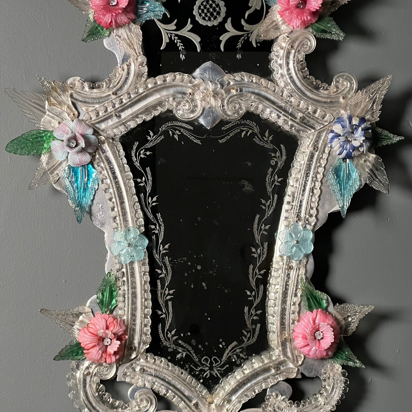 Pair of Italian Venetian Murano Glass Mirrors Early 20th Century