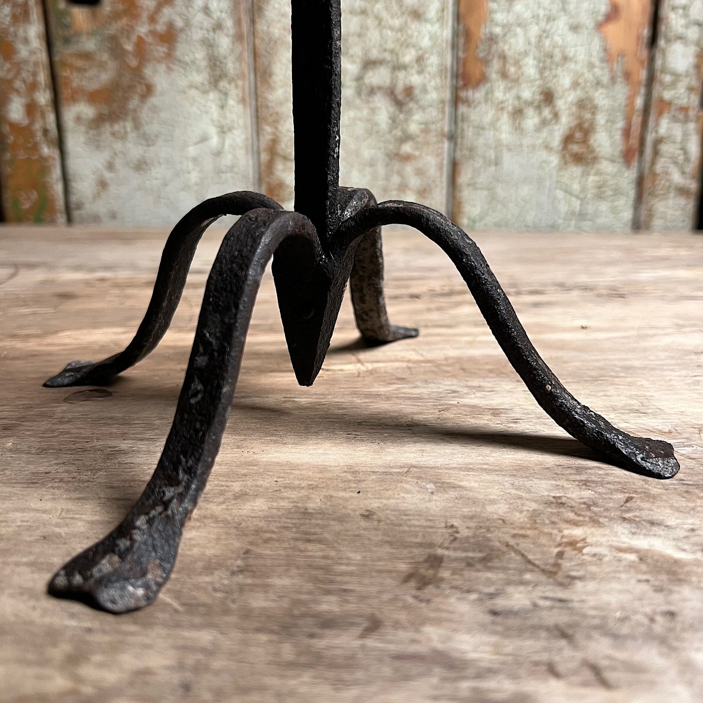 Scandinavian Wrought Iron Candle Holder c.1800