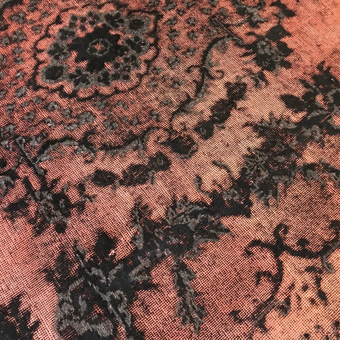 Antique Artisan Re-Worked Turkish Carpet Black & Peach