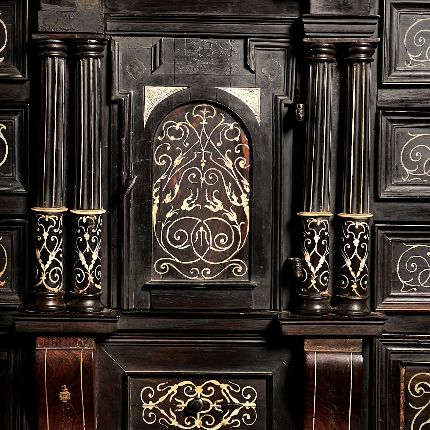 Italian Ebonised and Ivory Inlaid Cabinet on Stand c.1680