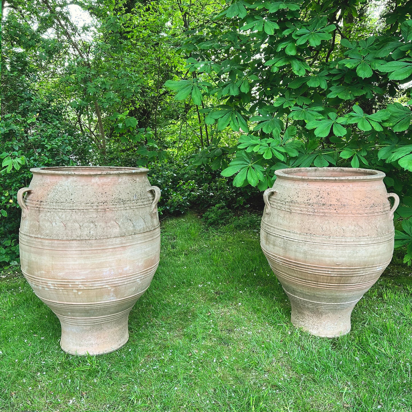 An XL Pair of Terracotta Cretan Greek Pithoi Jars