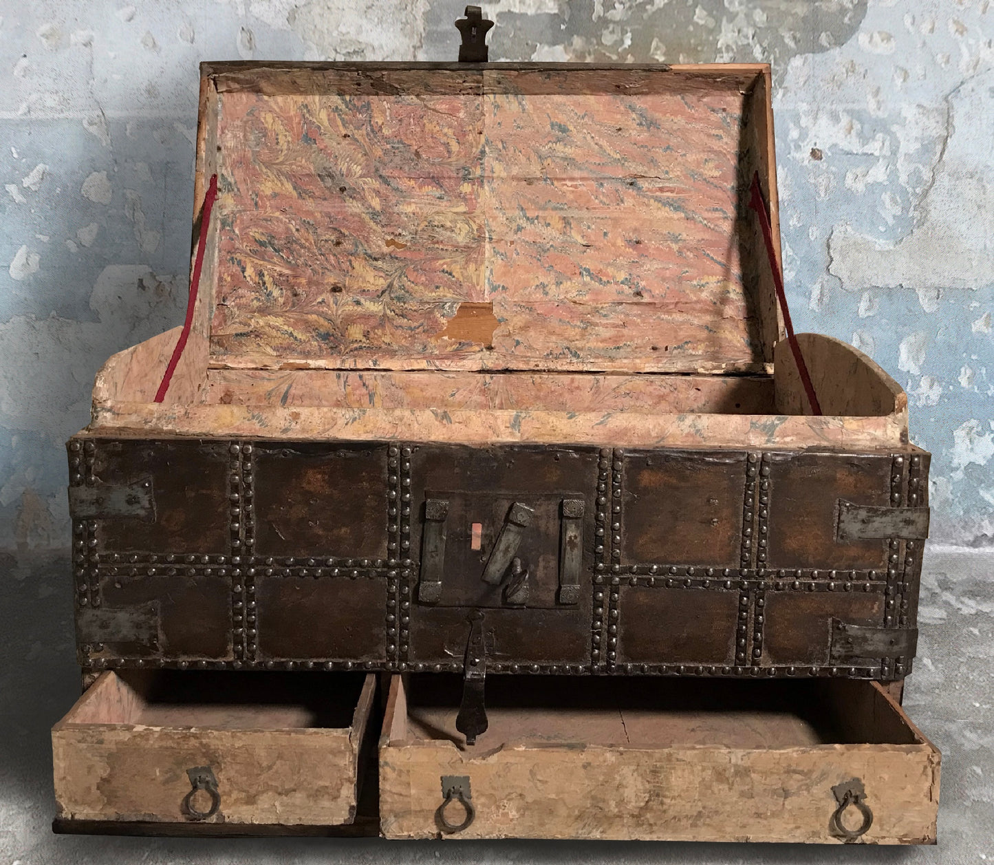 Leather Domed Top Marriage Chest 1676