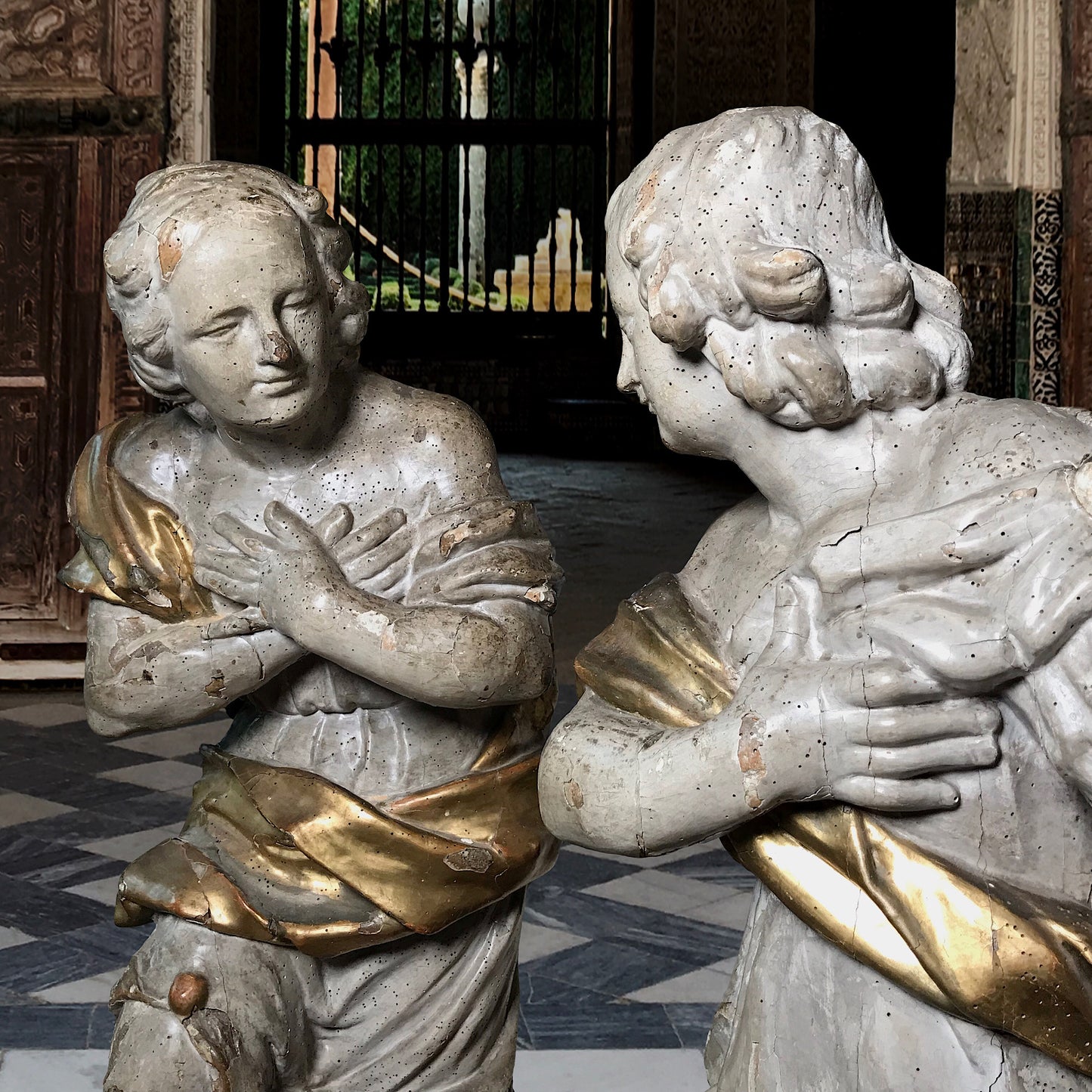 Pair of Exceptional Venetian Polychrome Angels Late 17th Century