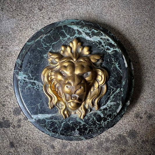 Gilt Bronze Lion & Verde Antico Marble Paperweight c.1820