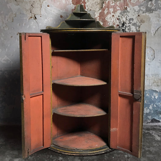 Dutch Polychrome Fruitwood Corner Cupboard c.1760