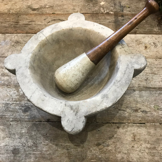 Large Carrara Marble Pestle and Mortar c.19th