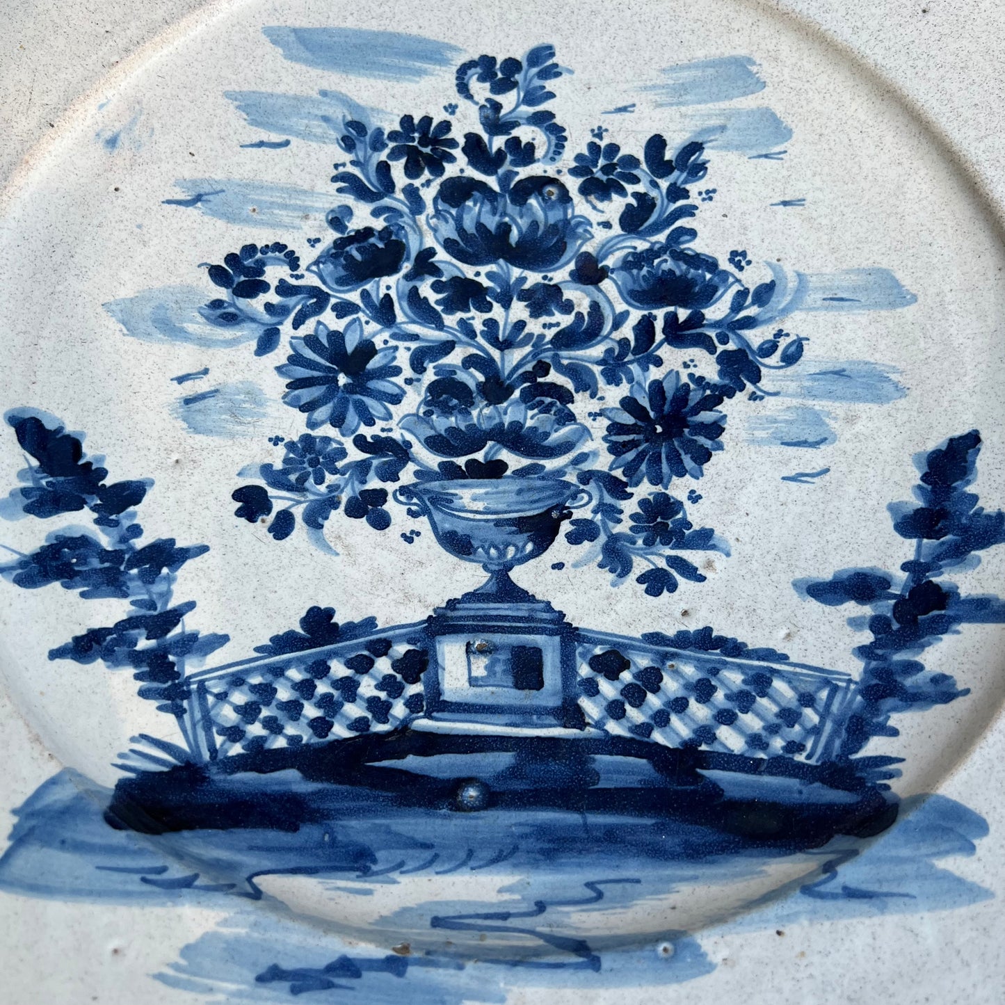 Large 18th Century Blue & White Delft Charger c.1780