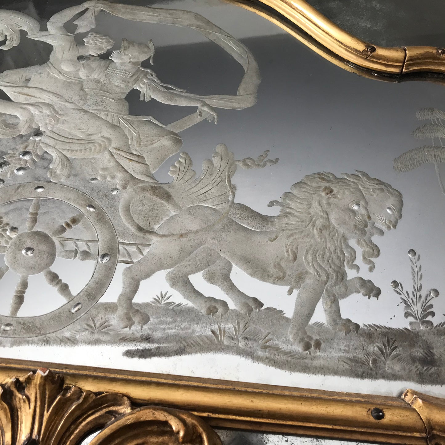 Venetian Murano Glass Engraved Sectional Mirror c.1780