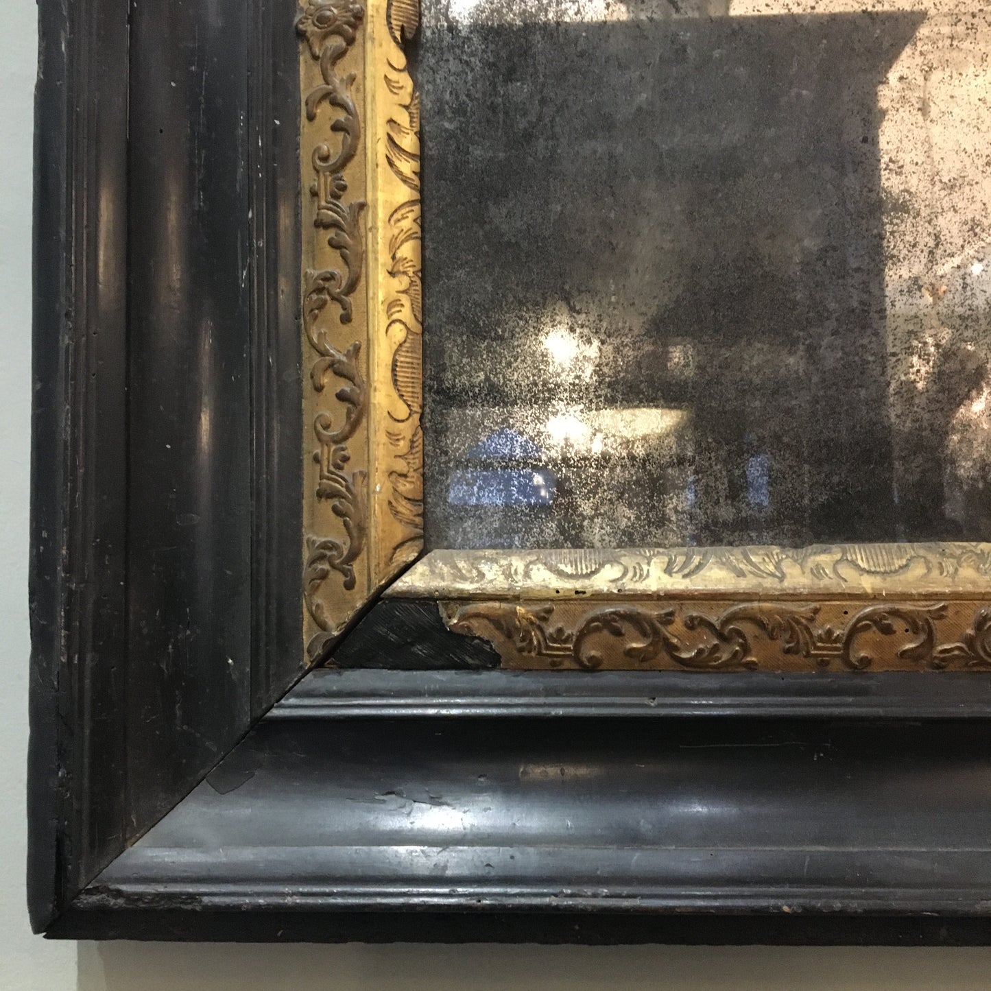 Ebonised Early English Mirror c.1690