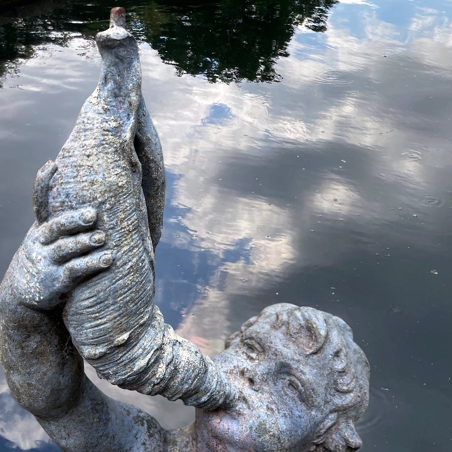 J. P. White Lead Putti with Conch Shell Fountain c.1920