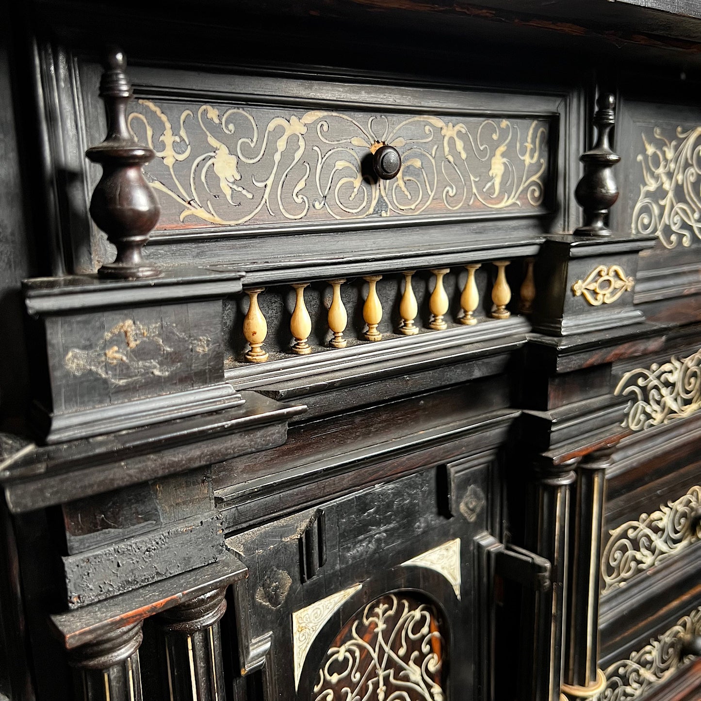 Italian Ebonised and Ivory Inlaid Cabinet on Stand c.1680