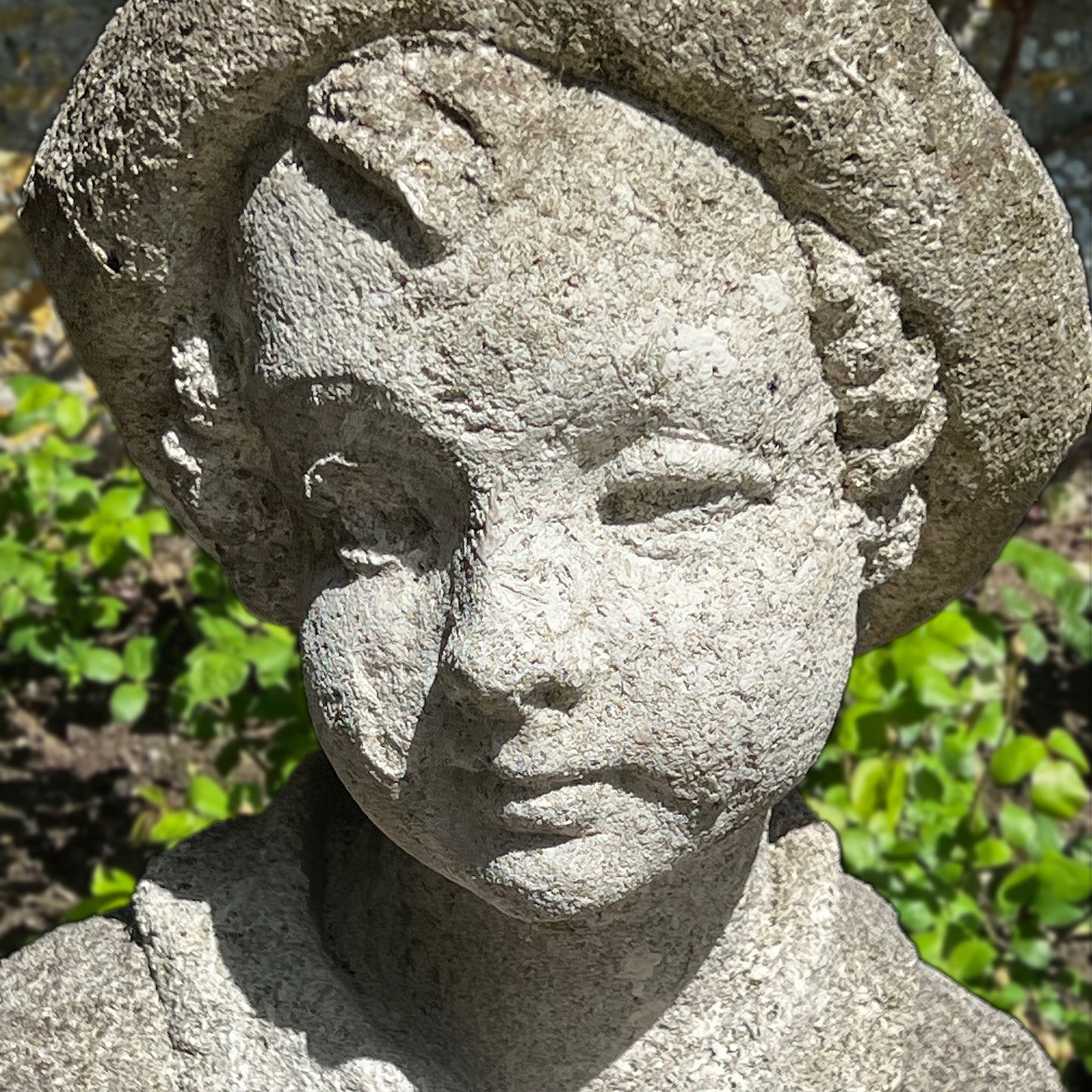 Pietra Di Vicenza Stone Boy with Lute Mid 20th Century