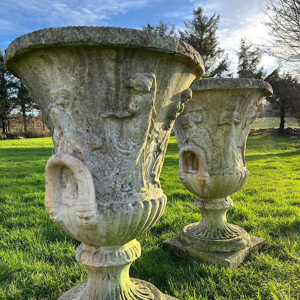 Pair of Large Lobed ‘Medici’ Urns