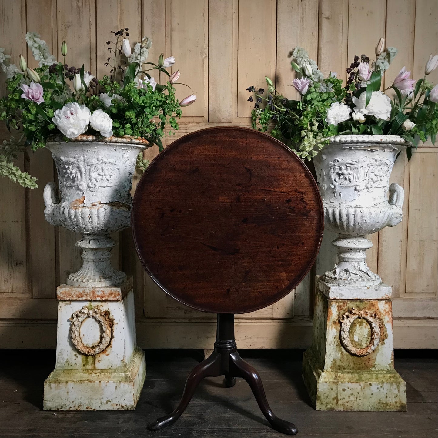 English Georgian Tilt Top Bird Cage Wine Table