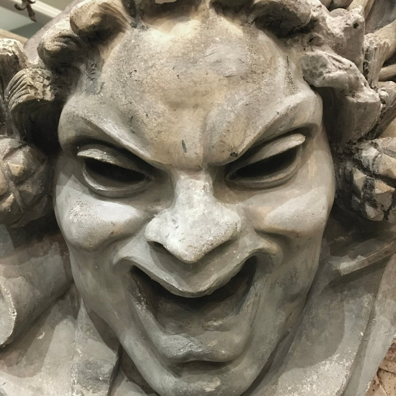 Italian Plaster Satyr Mask Sculpture