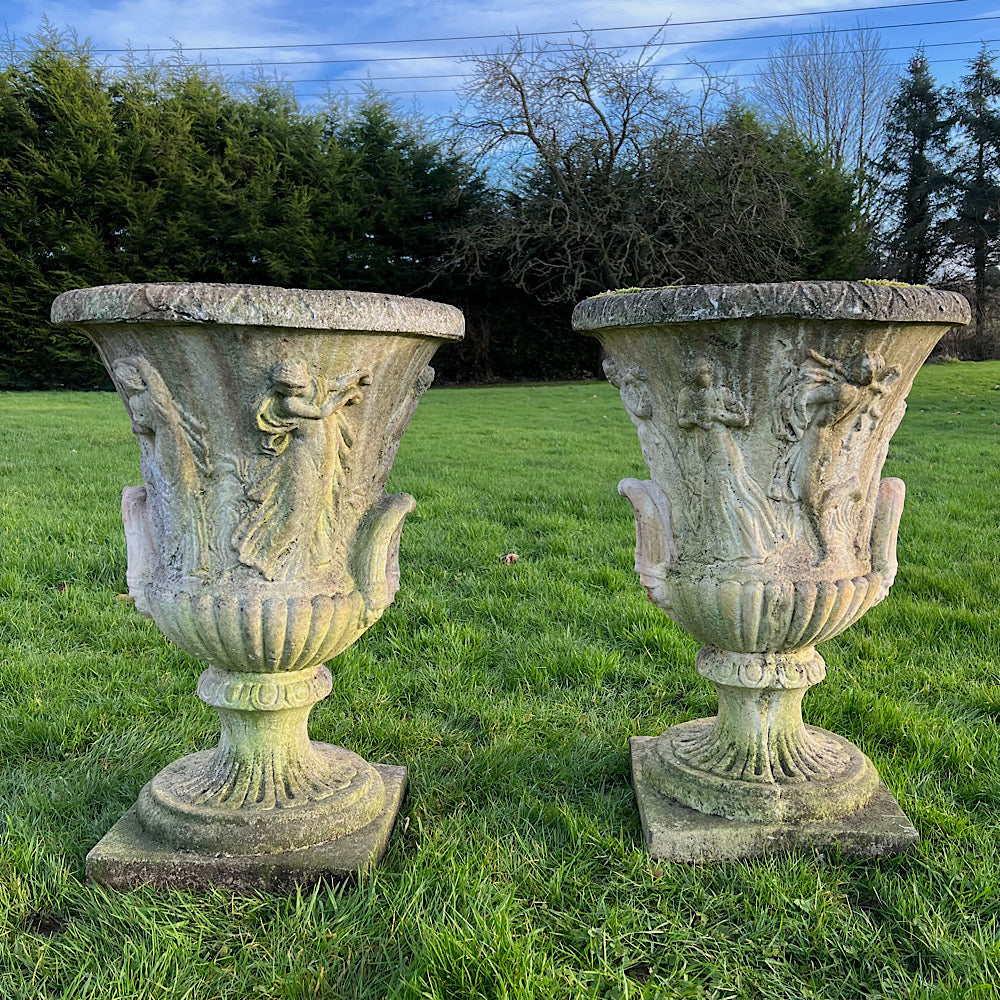 Pair of Large Lobed ‘Medici’ Urns