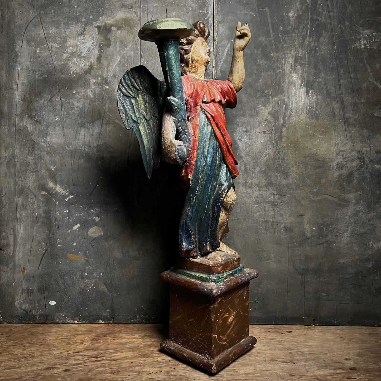 Carved Angel With Cornucopia Pricket Candlestick c.1680 and Later