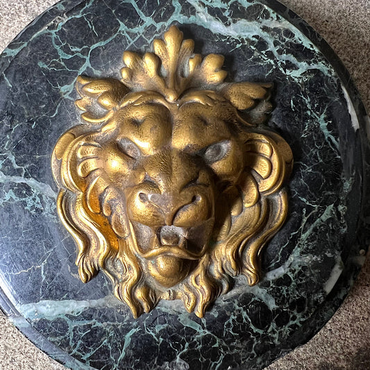 Gilt Bronze Lion & Verde Antico Marble Paperweight c.1820