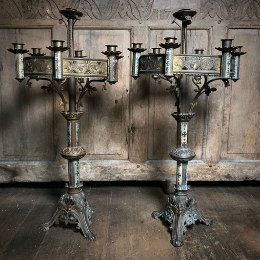 Pair of French Neo-Gothic Altar Candelabra c.1860