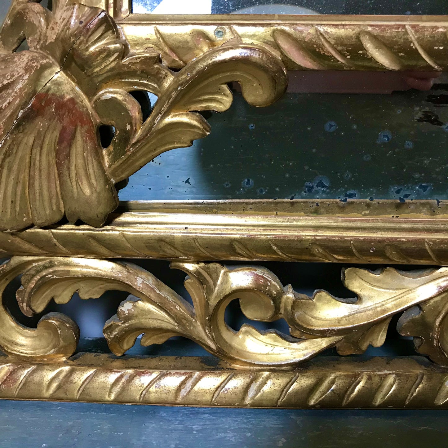 Large 19th Century French Gilt Wood Cushion Mirror