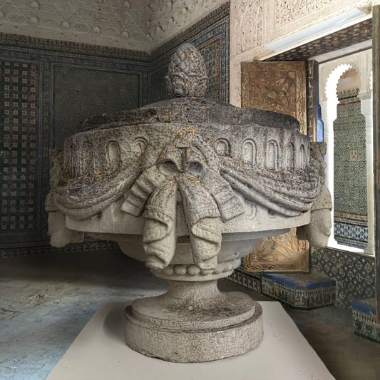 Monumental French Lidded Garden Urn with Swags