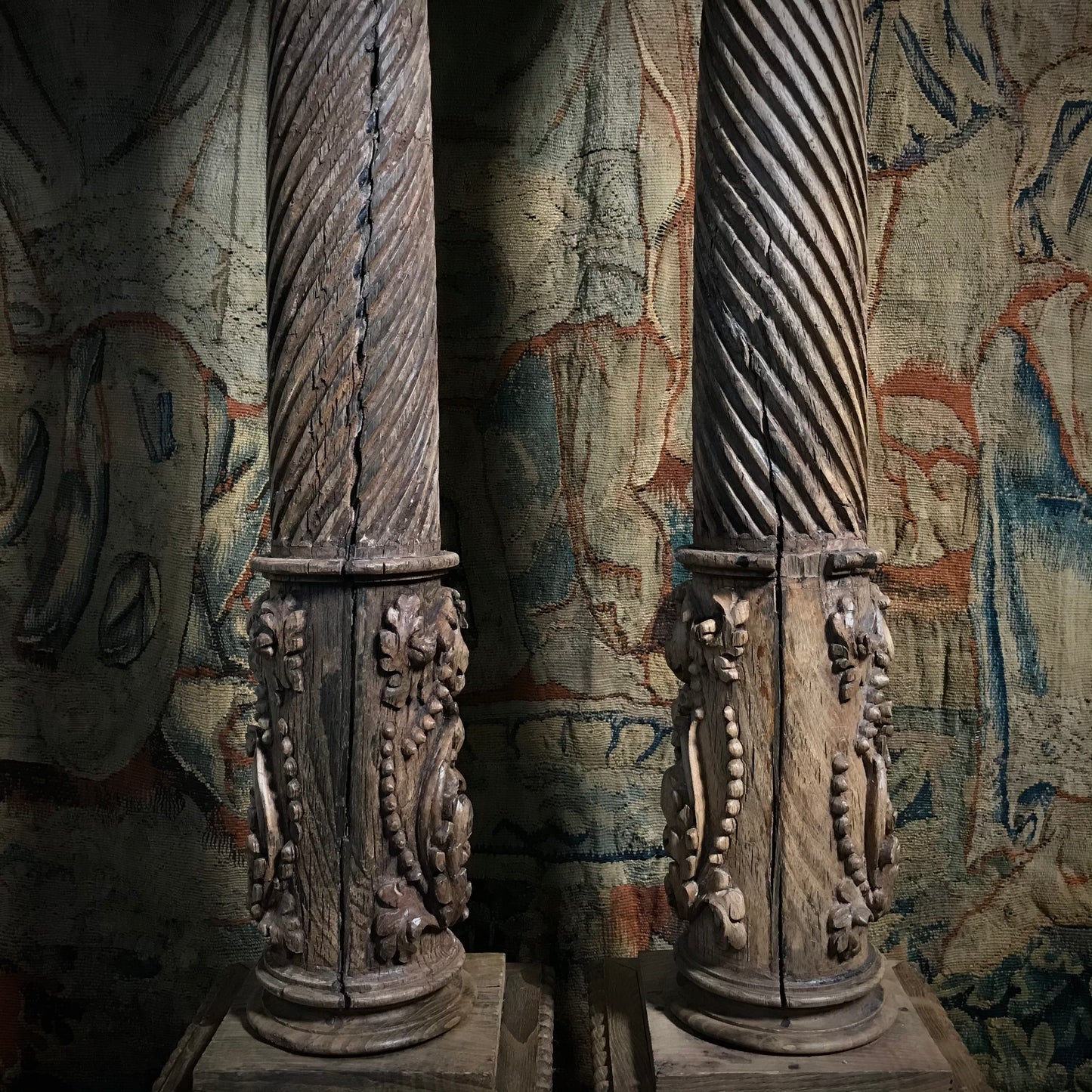 Pair of Ornately Carved Columns c.1650