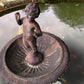 Cast Iron Putti And Dolphin Single Tier Fountain