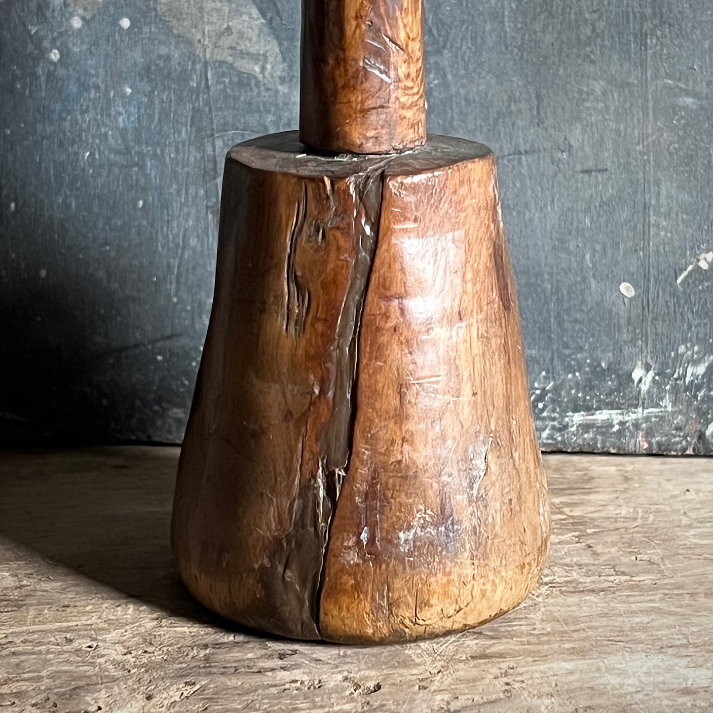 Primitive Yew Wood Candlestick c.1700