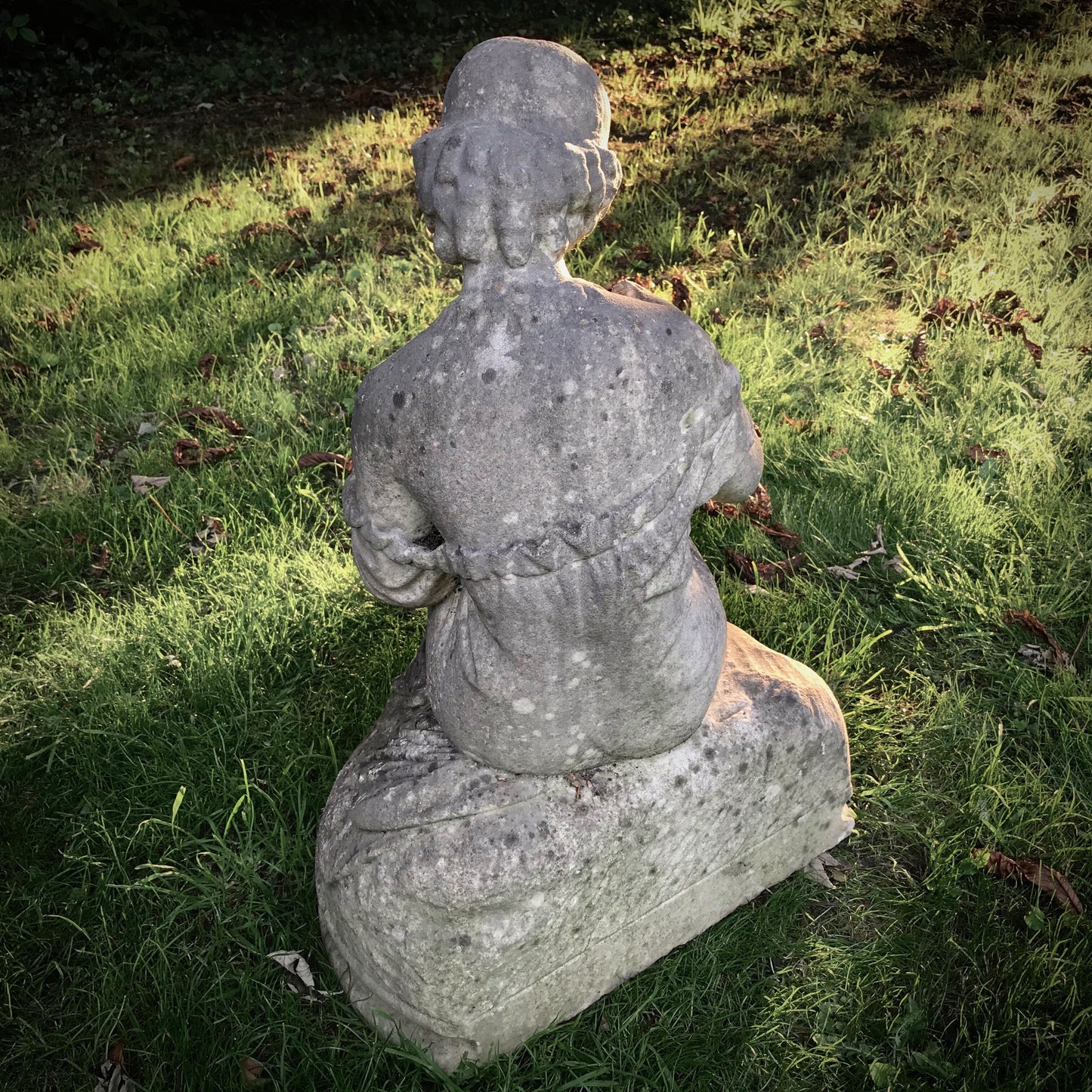 English Marble Statue of Young Maiden and Dove