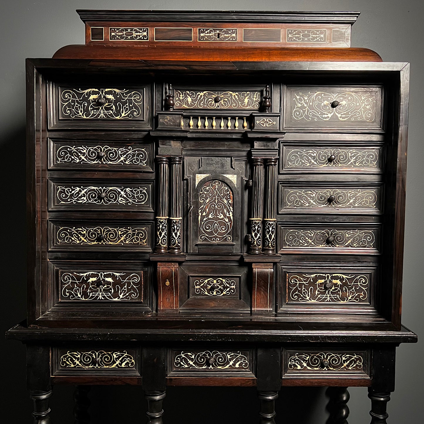 Italian Ebonised and Ivory Inlaid Cabinet on Stand c.1680