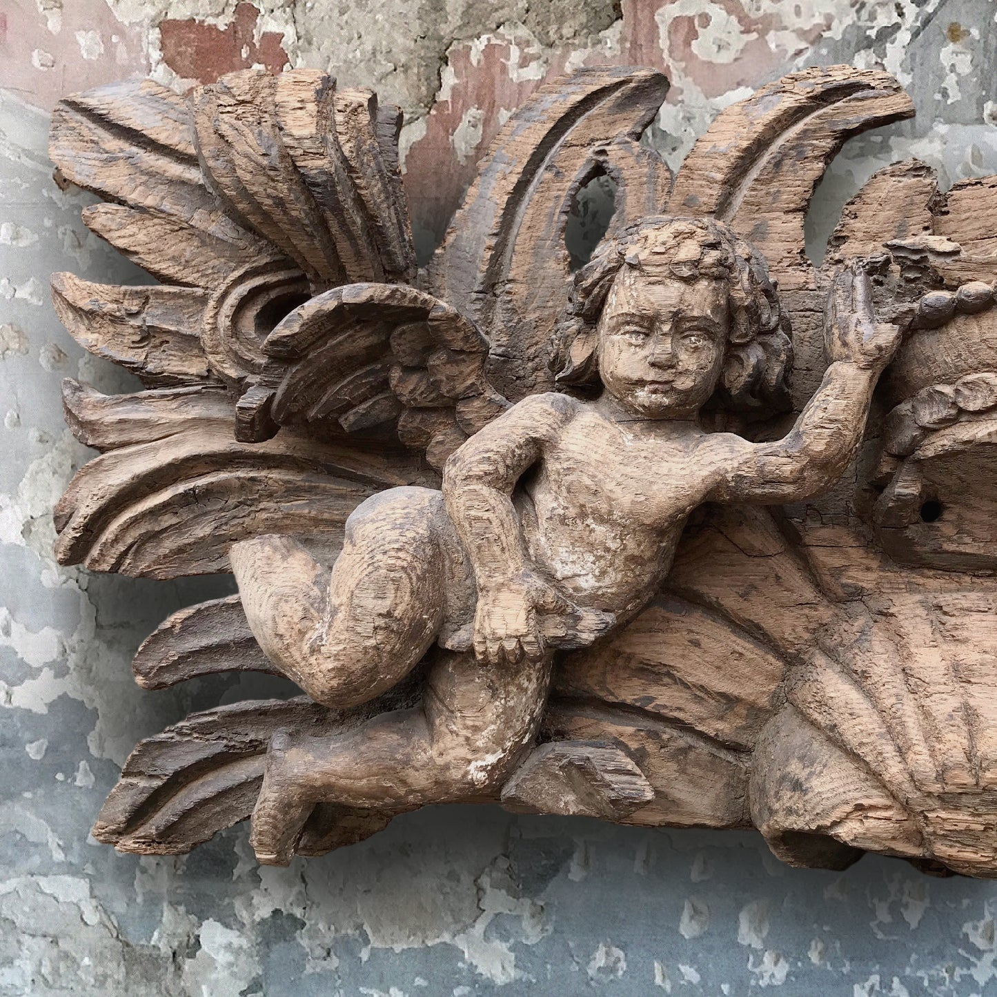 Carved Winged Angels with Crown of Heaven c.1550