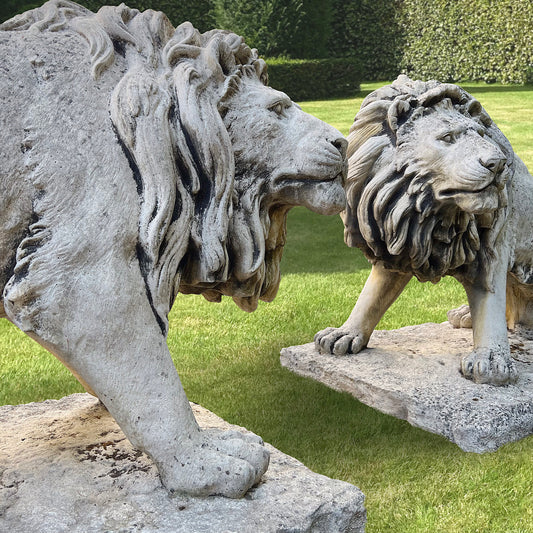 Monumental Pair of Lion Garden Statues