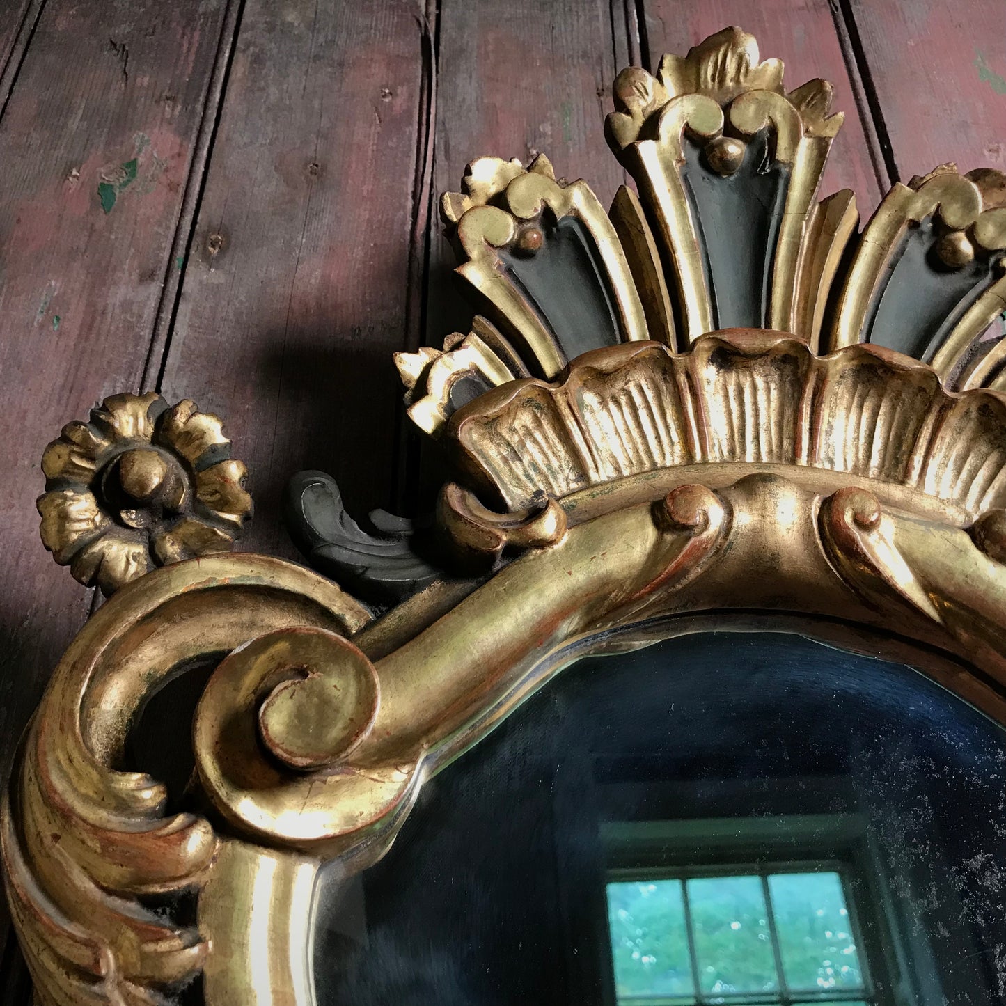 Gilded Cartouche-Form Mirror Late 19th Century.