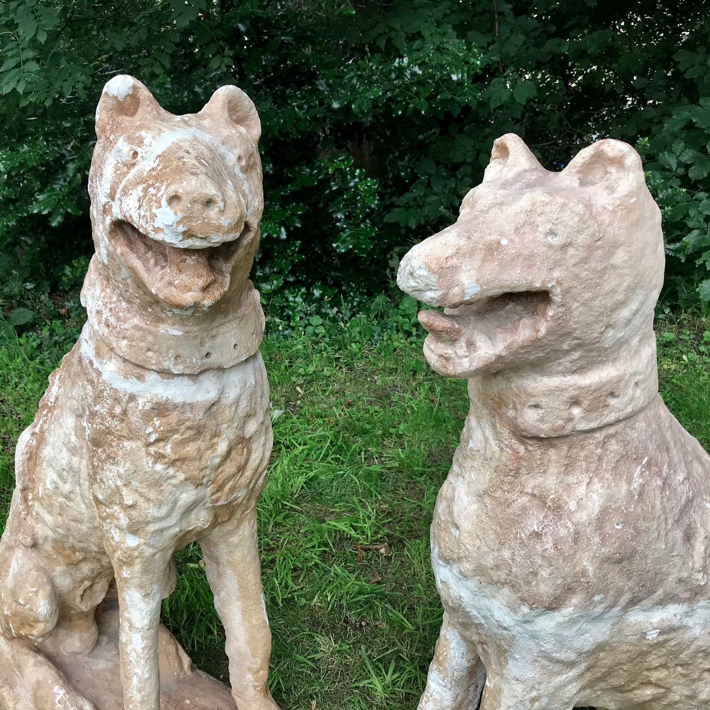 Pair of Plaster Maquette Grotesque Hounds