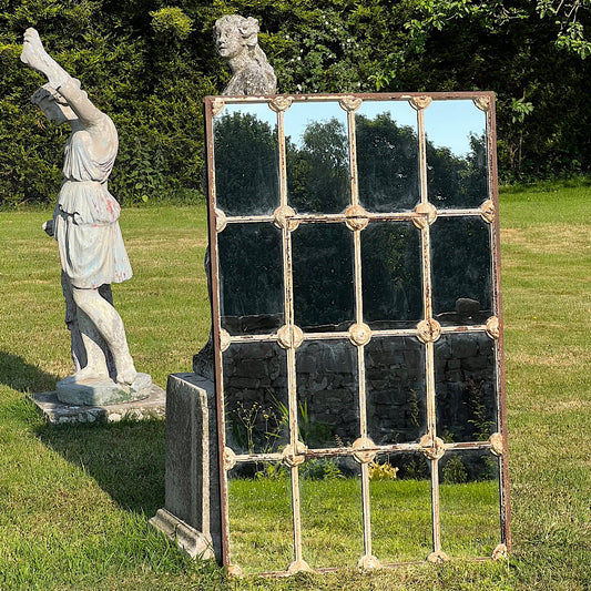 Cast Iron English Reclaimed Window Mirror c.1850
