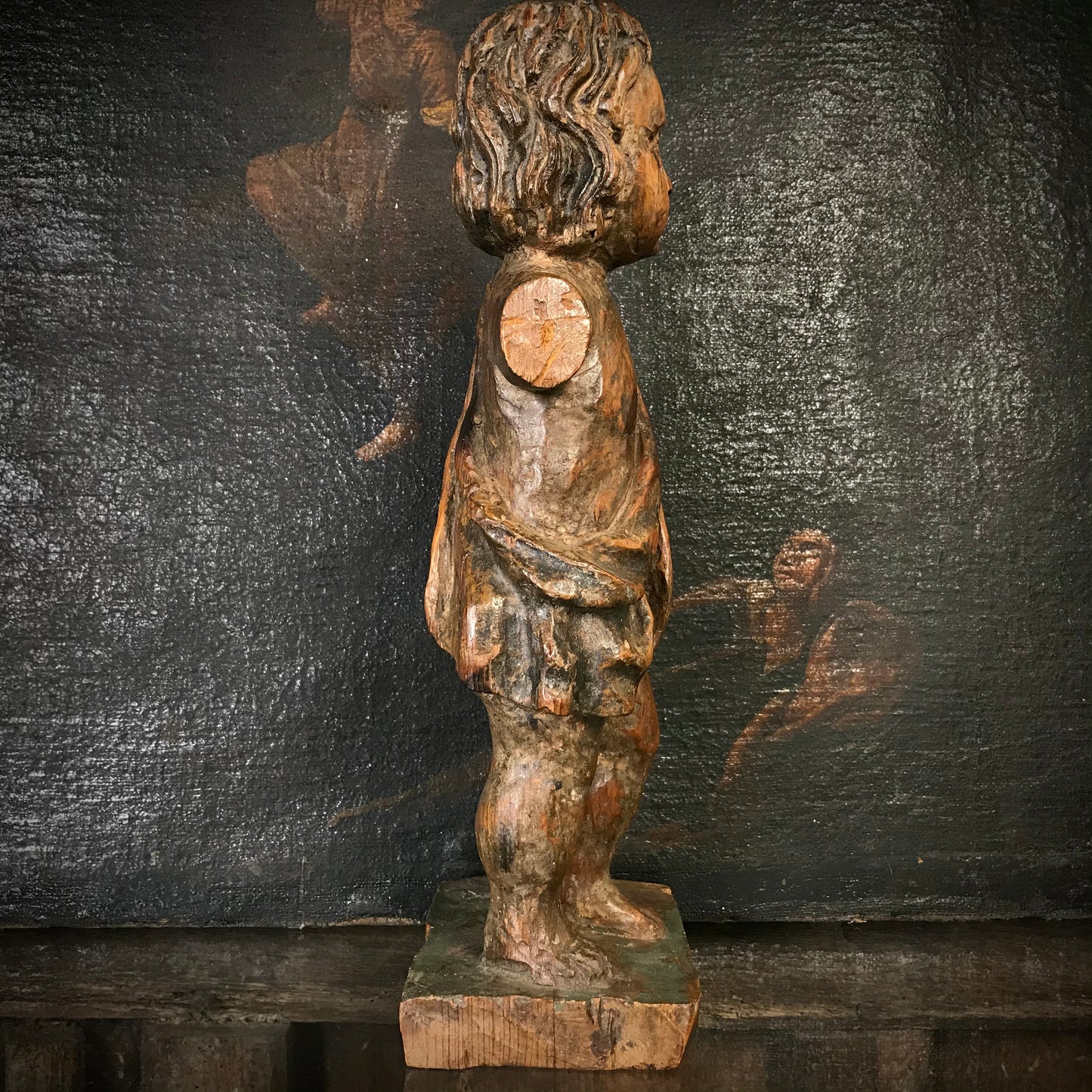 Early Carved Wooden Figure of Saint John the Baptist 13th Century