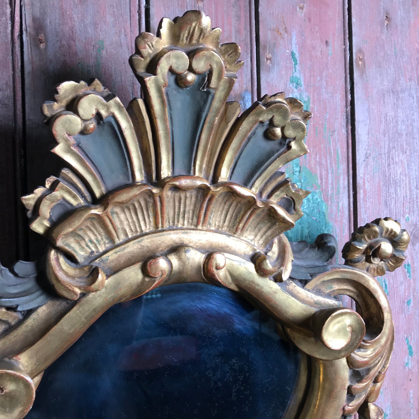 Gilded Cartouche-Form Mirror Late 19th Century.