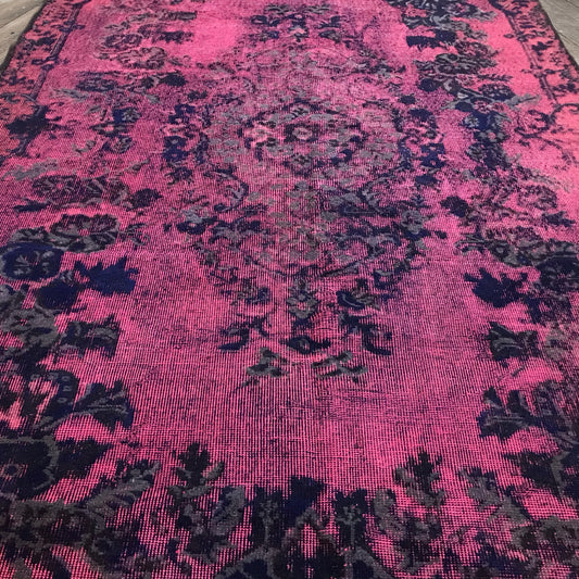 Antique Artisan Re-Worked Turkish Carpet Fuchsia