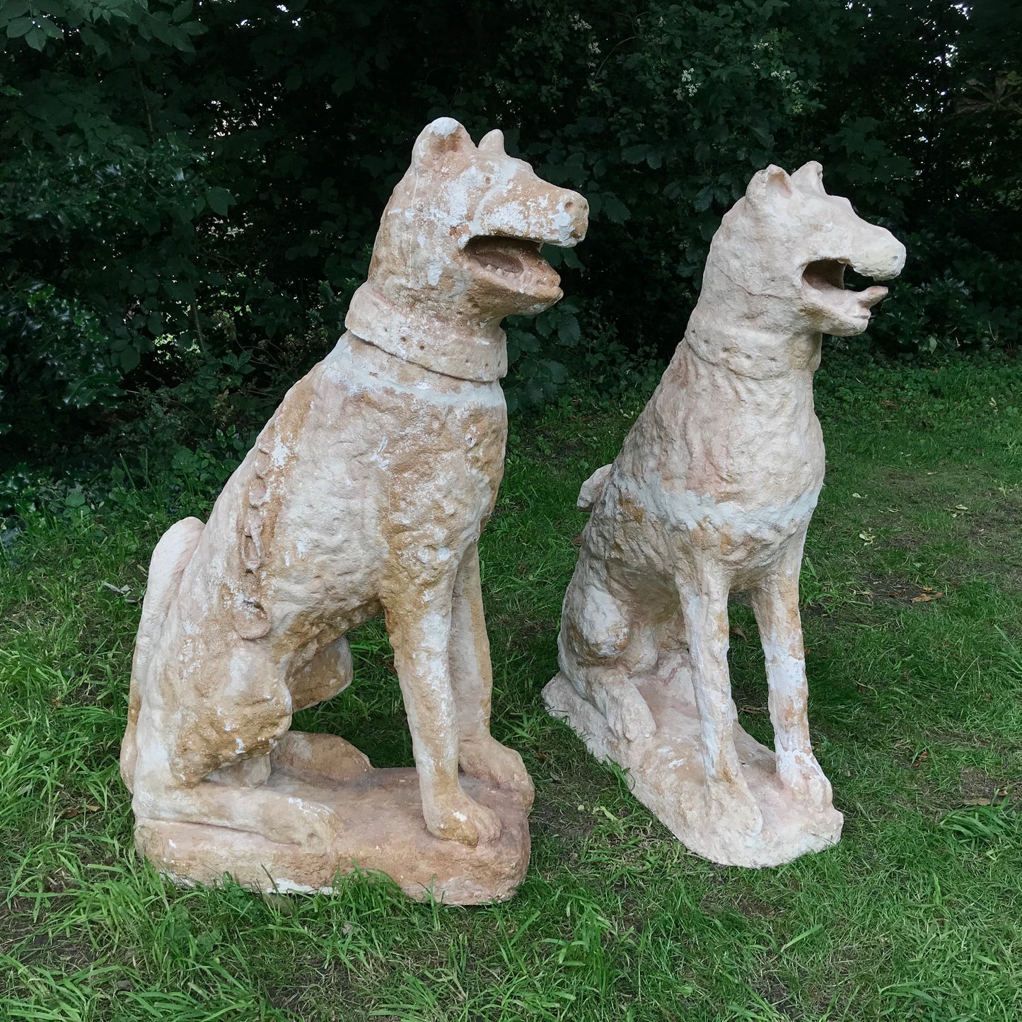 Pair of Plaster Maquette Grotesque Hounds