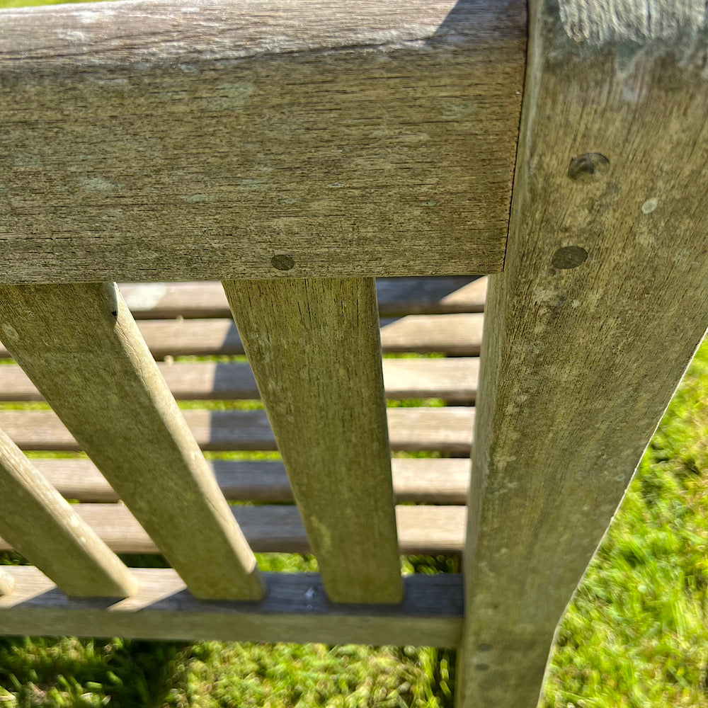 Weathered Teak Bench with Lichens from Crowe Hall