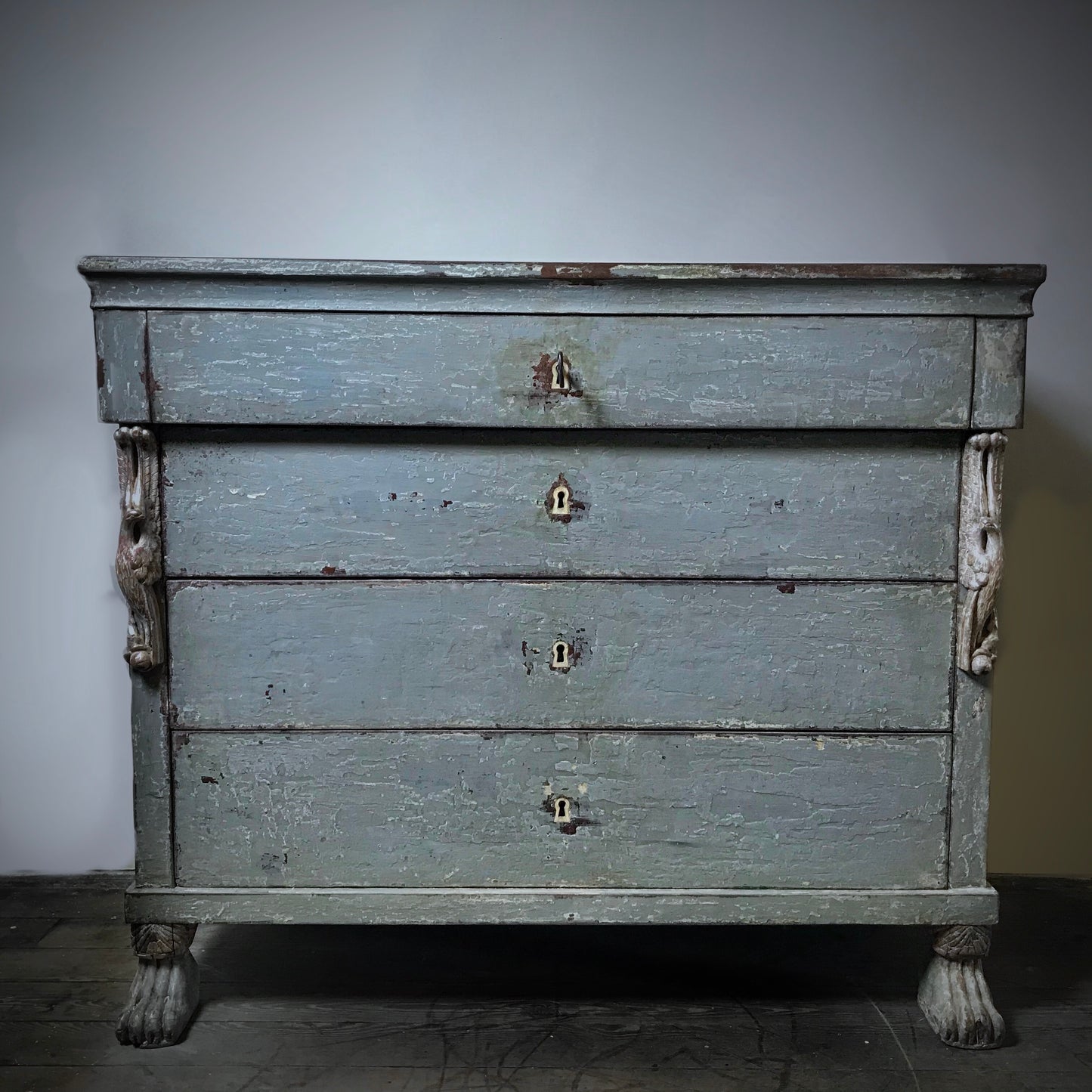 Gustavian Light Powder Blue-Painted Commode c.1780